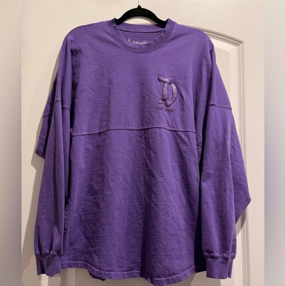 Disneyland Spirit Jersey Portion Purple Puff Glitter Oversized Pullover Shirt